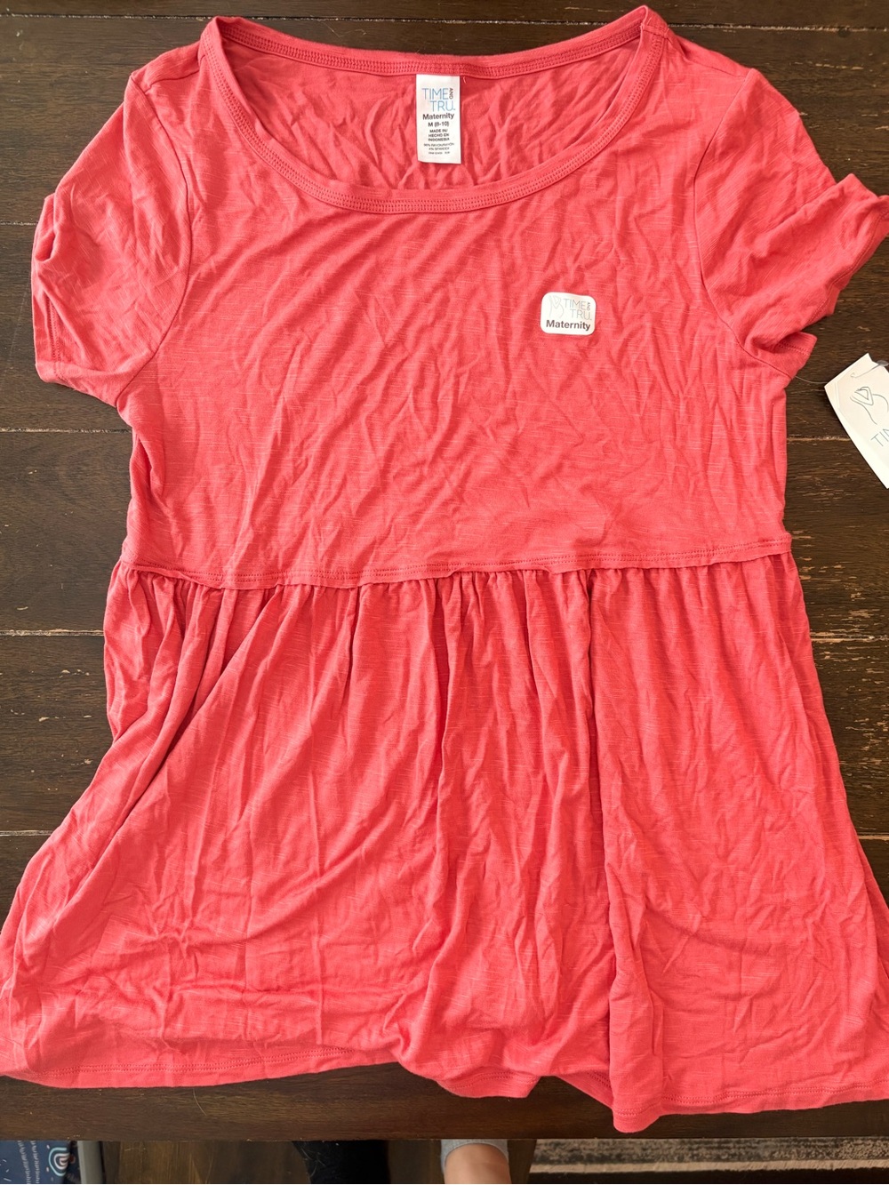Time and Tru Coral Scoop Neck Maternity Top